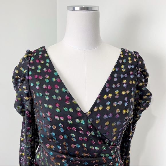 Marchesa Notte Black Dress Women's Multicolor Polka Dot Size 4 - Picture 6 of 14